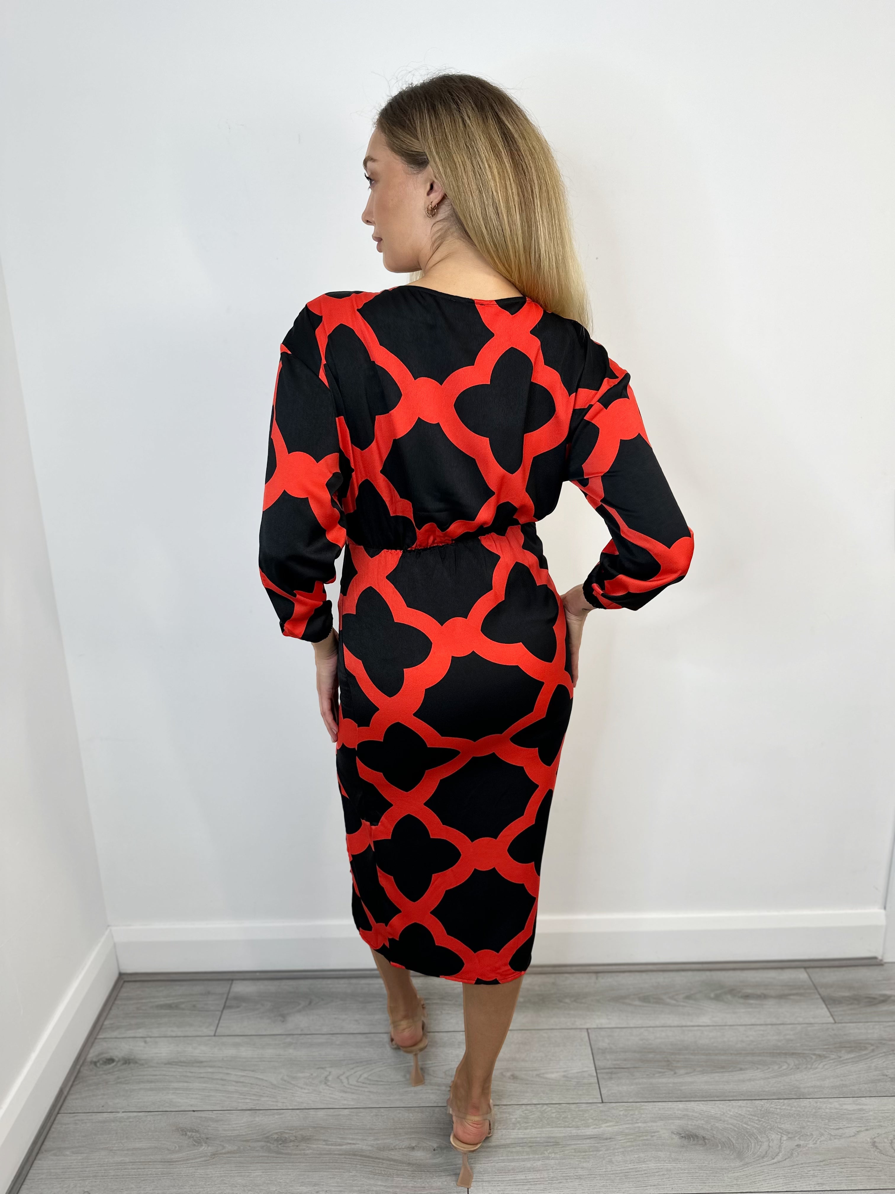 Ambra Midi Dress (Red/Black)