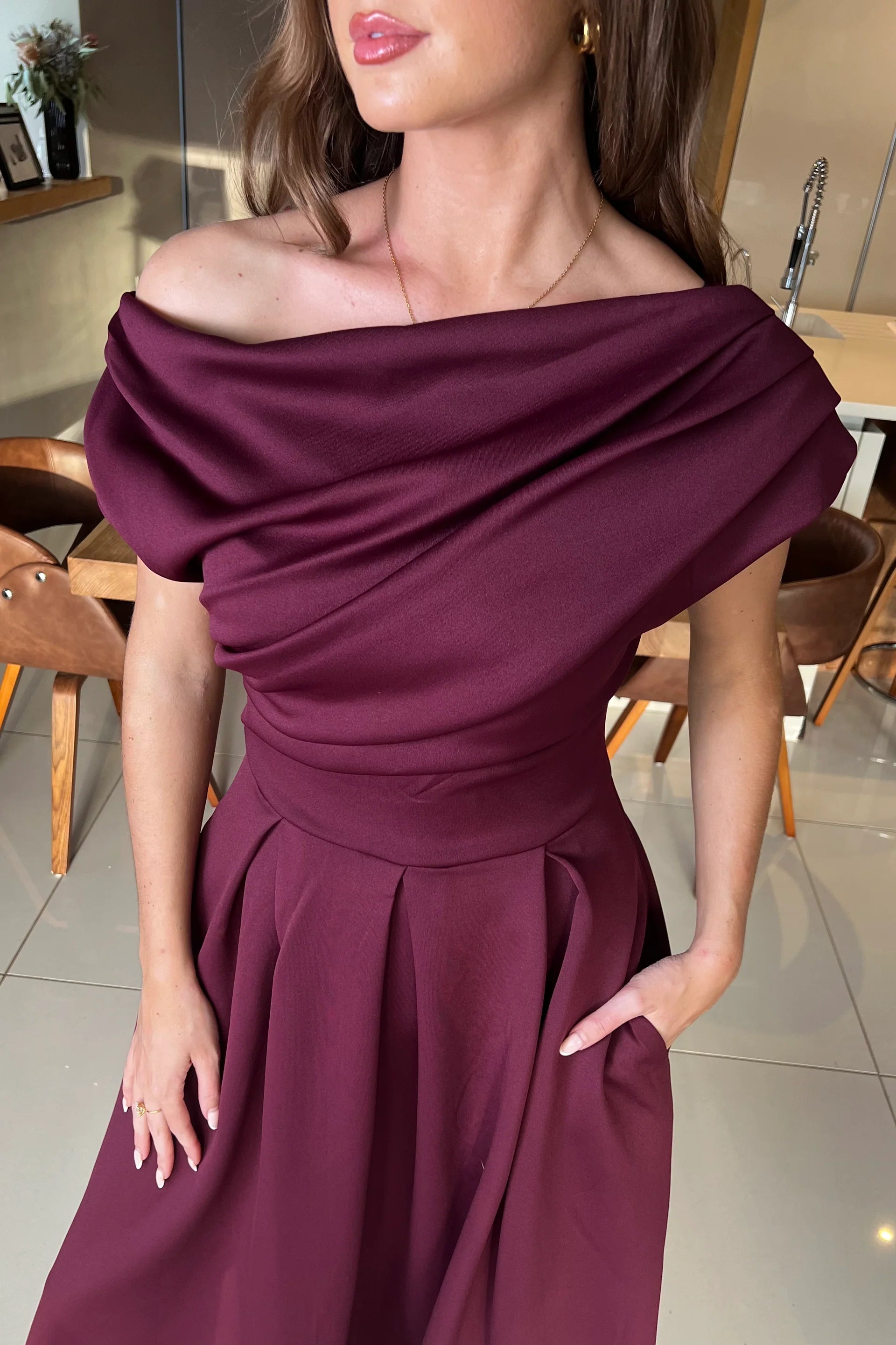 Betty Asymmetric Midi Dress (Plum)