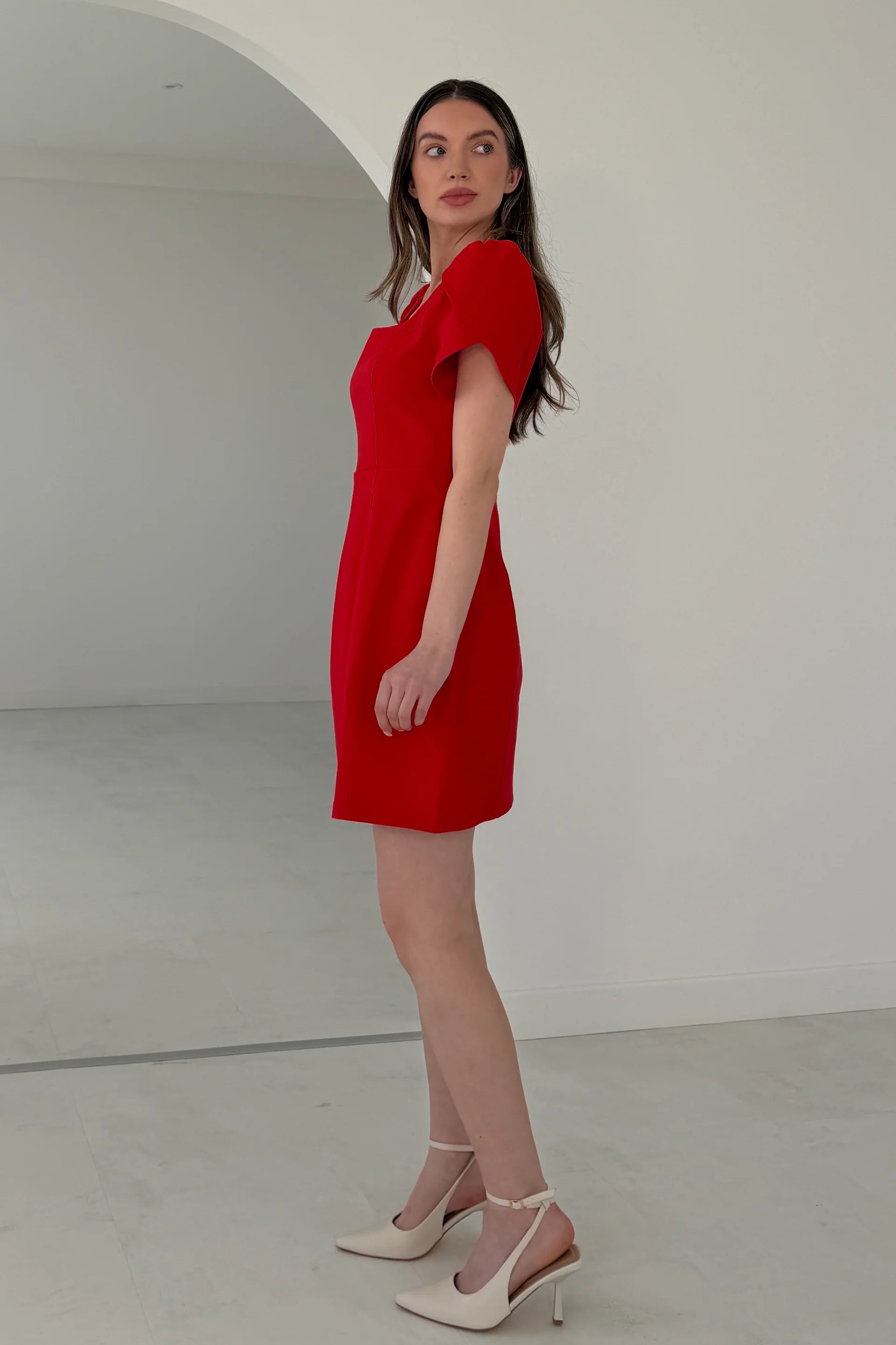 Reeve Square Neck Mini Dress (Red)