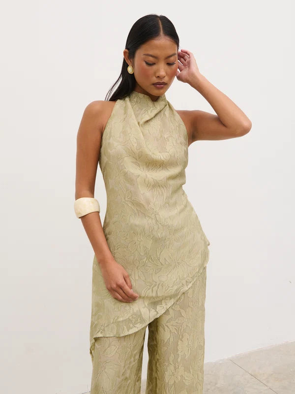Inca Asymmetric Top (Olive Floral)