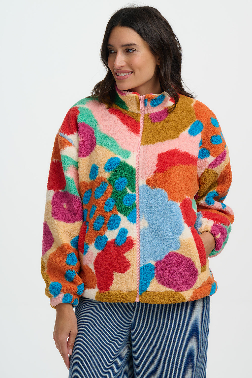 Hartley Zip Up Fleece (Off White/Multi)