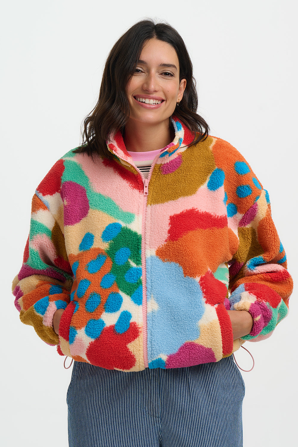 Hartley Zip Up Fleece (Off White/Multi)