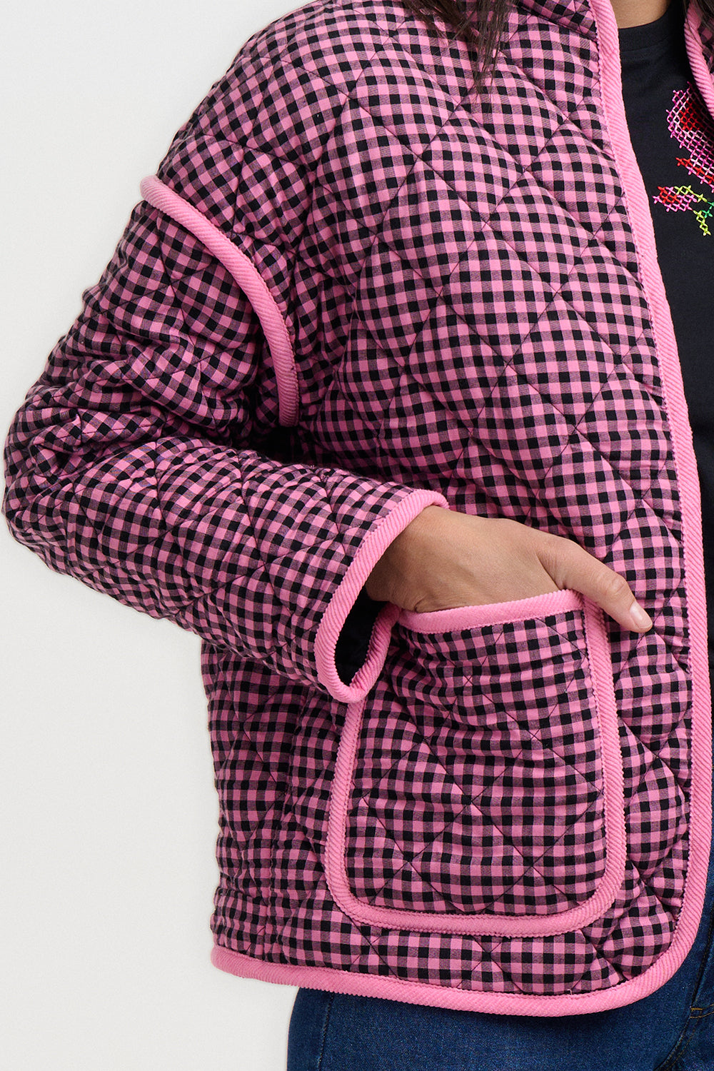 Elowen Quilted Jacket (Rose/Gingham)