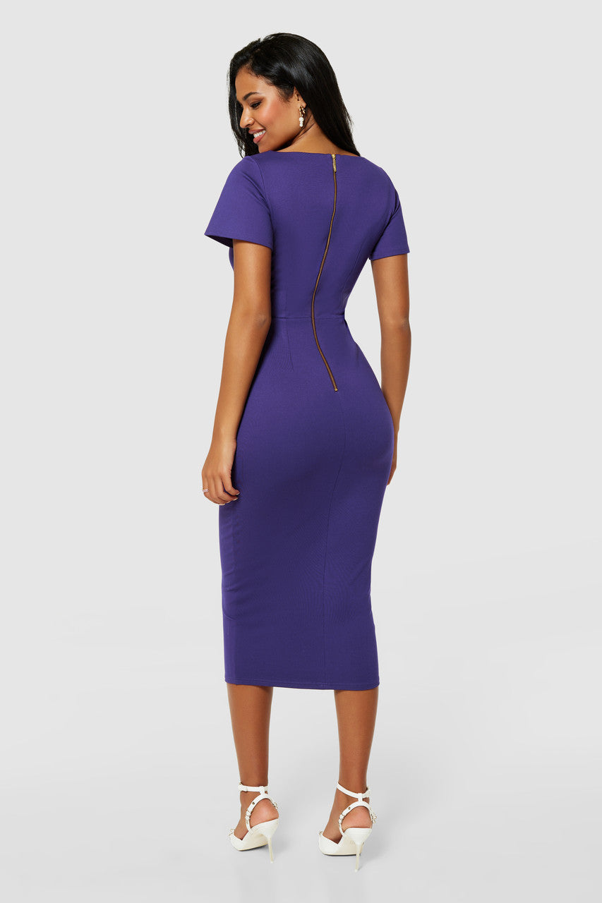 Anna Pencil Midi Dress (Purple)