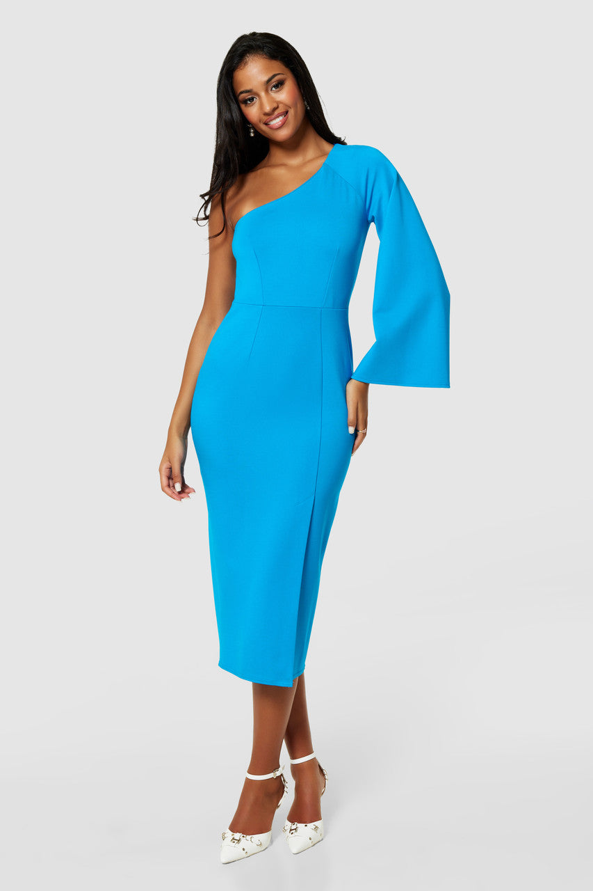 Gloria One Shoulder Dress (Bluebird)