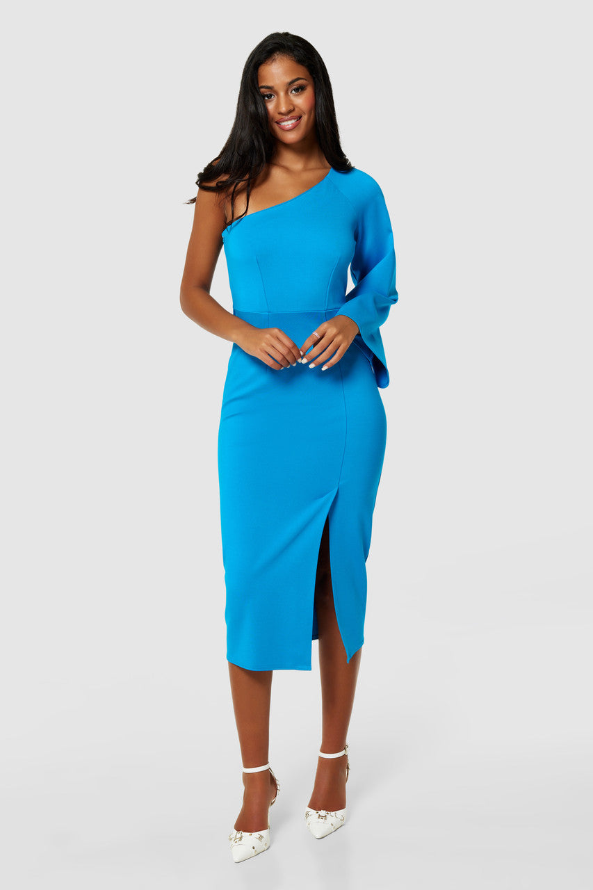 Gloria One Shoulder Dress (Bluebird)