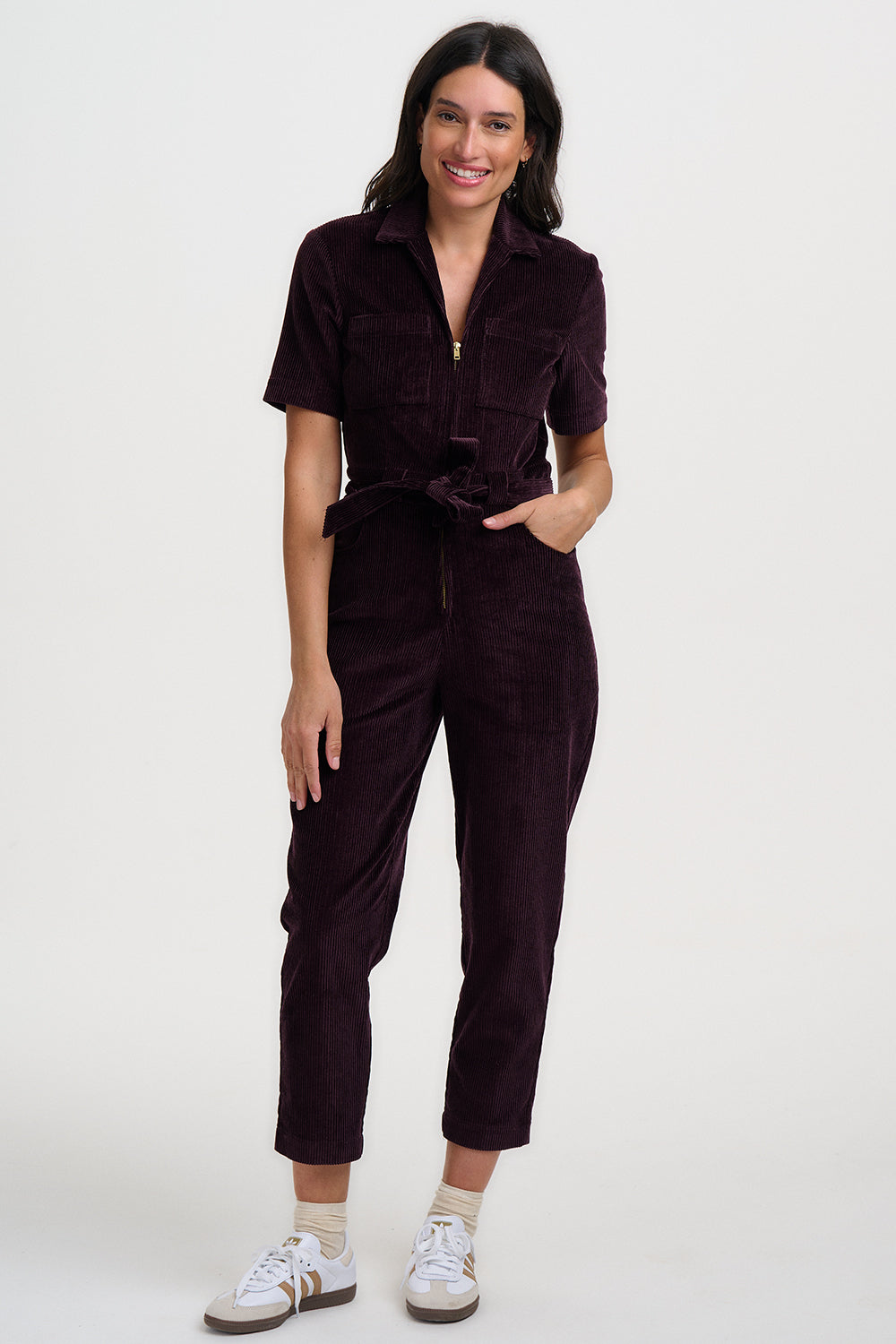 Meredith Cord Jumpsuit (Dark Plum)