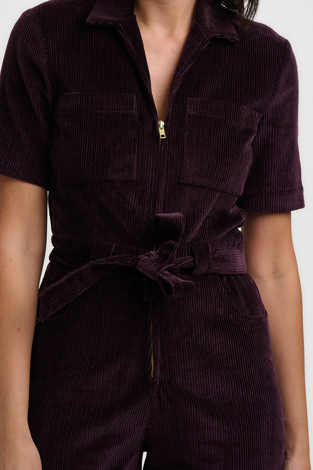 Meredith Cord Jumpsuit (Dark Plum)
