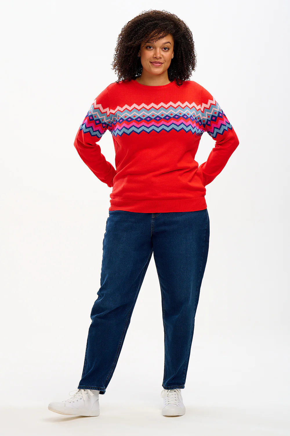 RITA JUMPER (RED/FAIRISLE STRIPE)