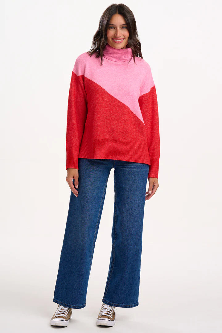 Winona Roll-Neck Jumper (Pink/Red)