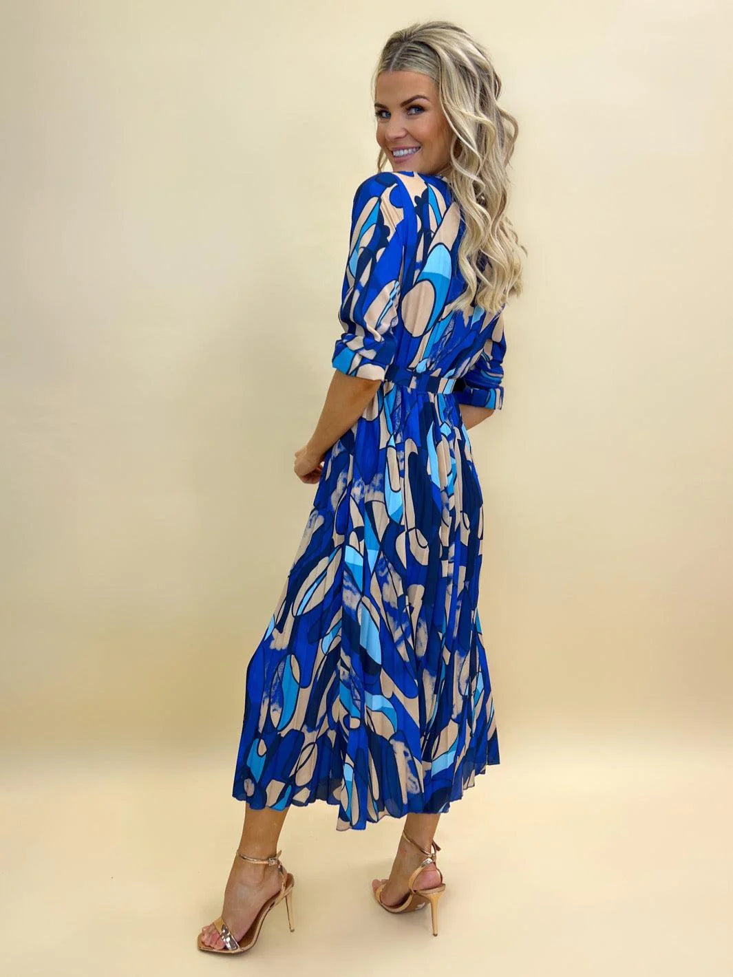 POSITANO MIDI DRESS (BLUE/CREAM)