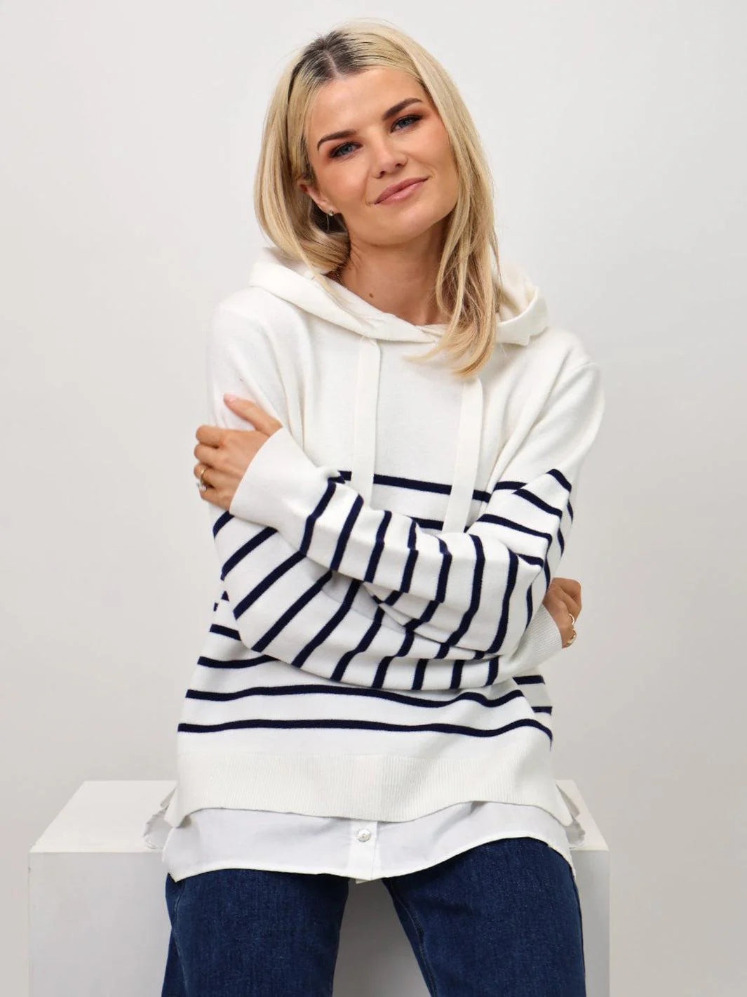 Sam Jumper (White/Navy Stripe)