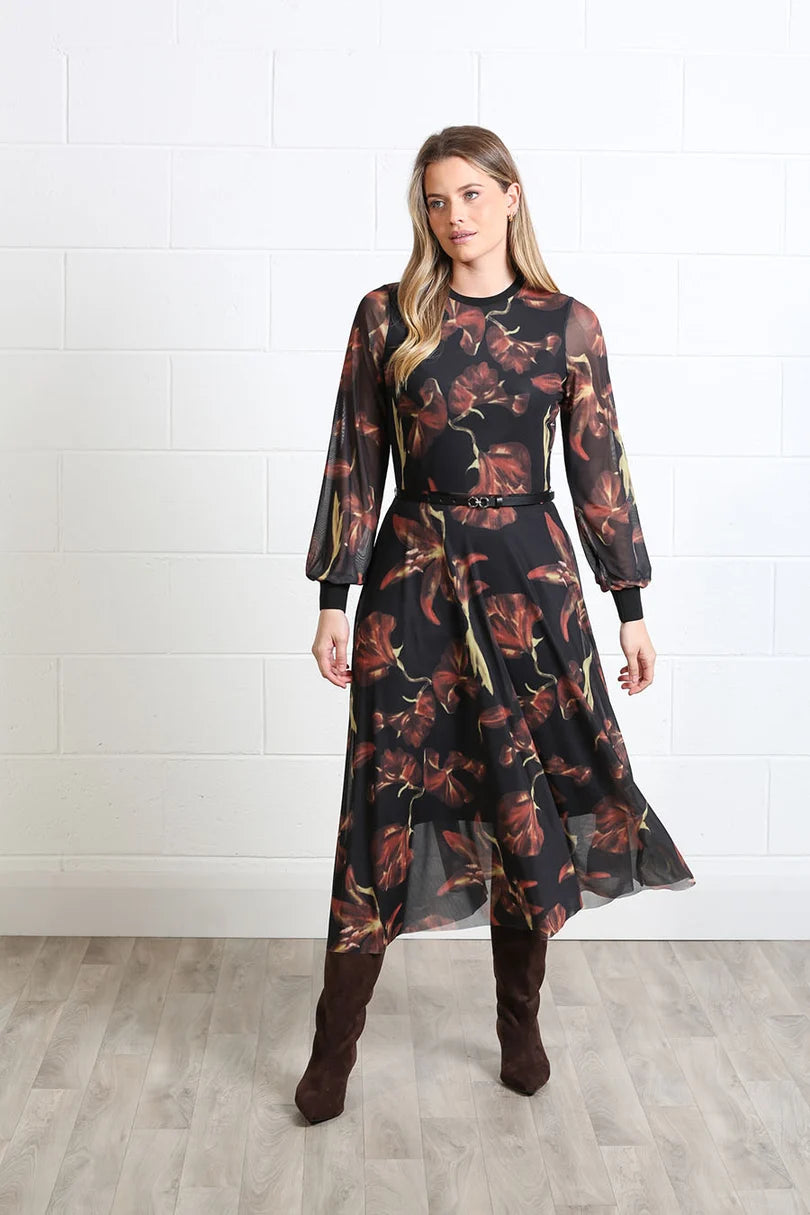 Lillian Midi Dress (Black)