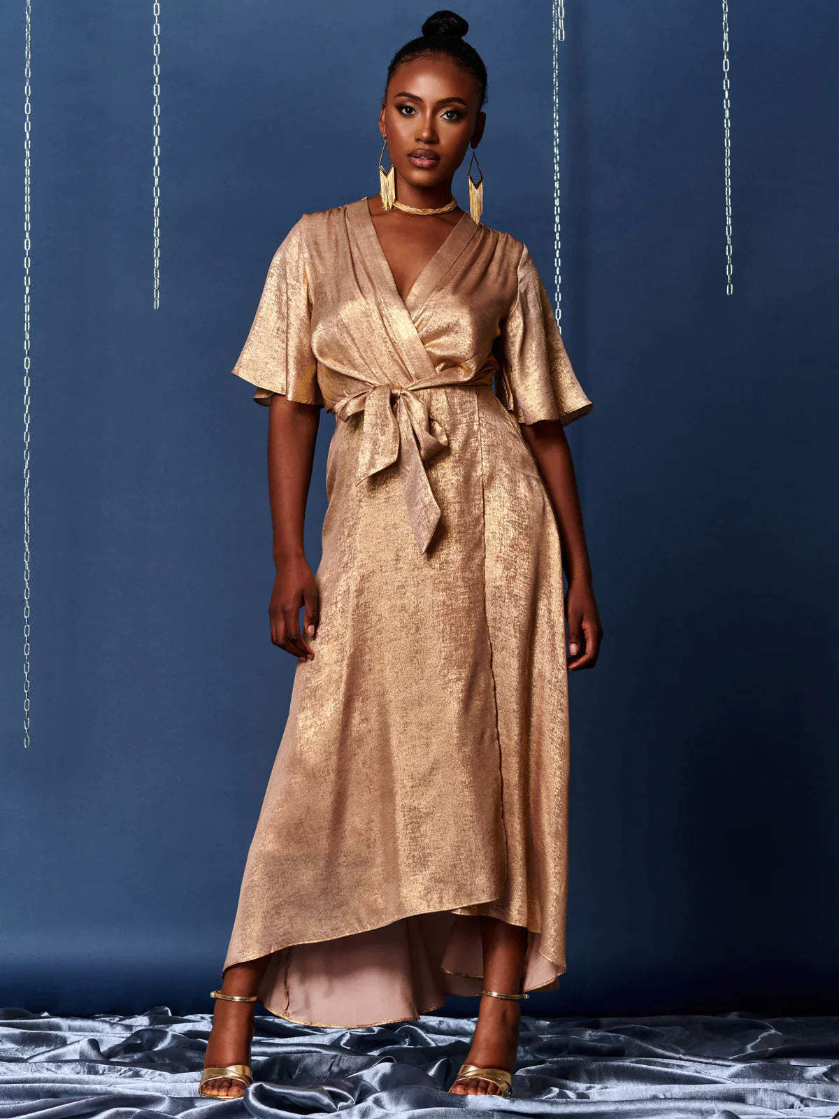 METALLIC EFFECT WRAP MAXI DRESS (GOLD) | Love Cherish | Dress METALLIC EFFECT WRAP MAXI DRESS (GOLD) | Love Cherish | Dress
