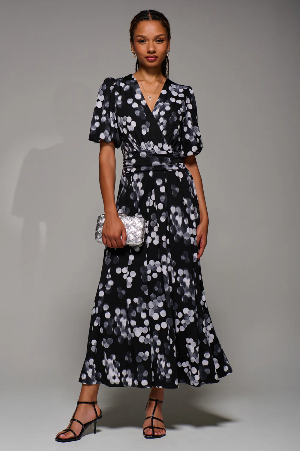 Puff Sleeve Jersey Maxi Dress (Black Spot) | Love Cherish | Dress