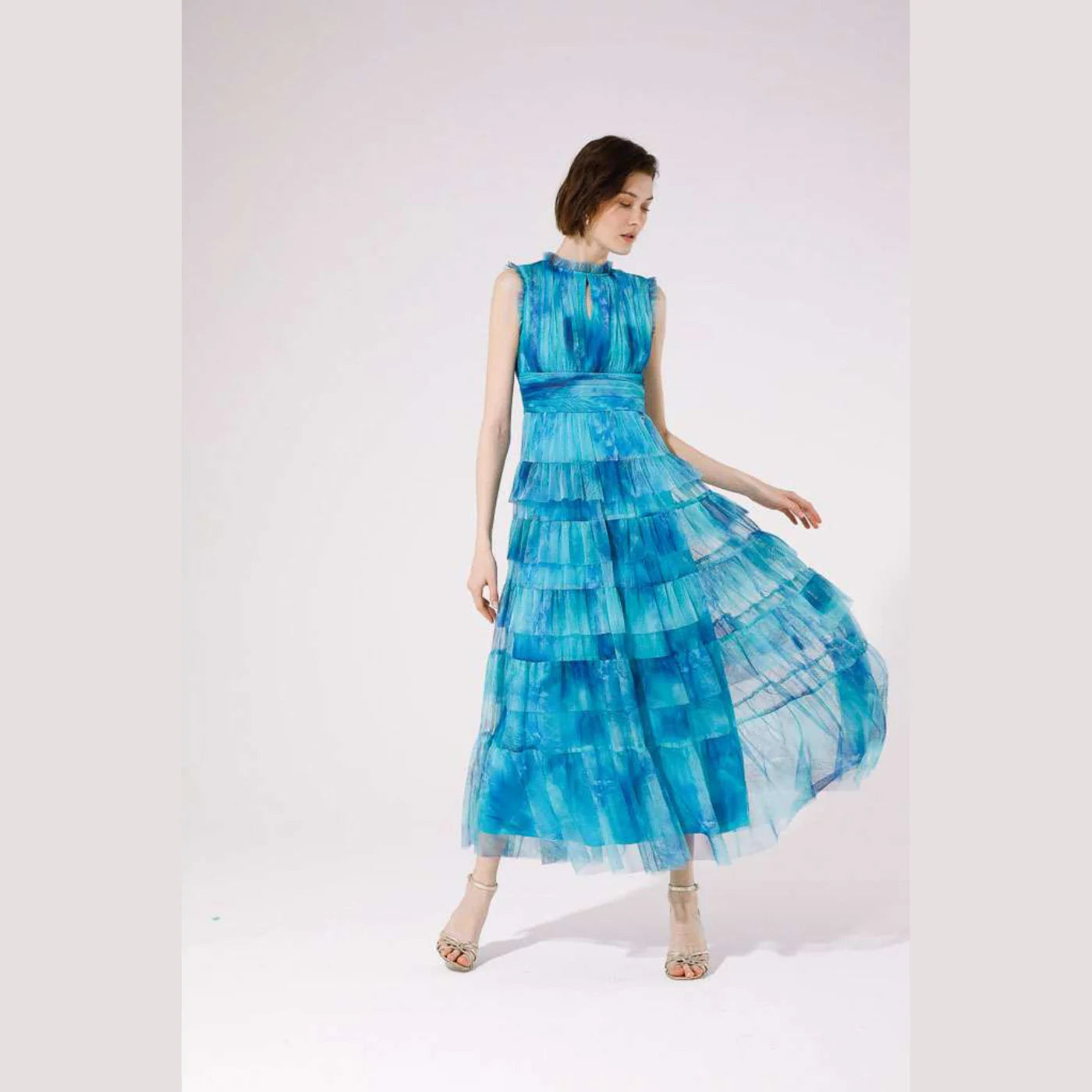 Mercurio Maxi Dress (Aqua Print)