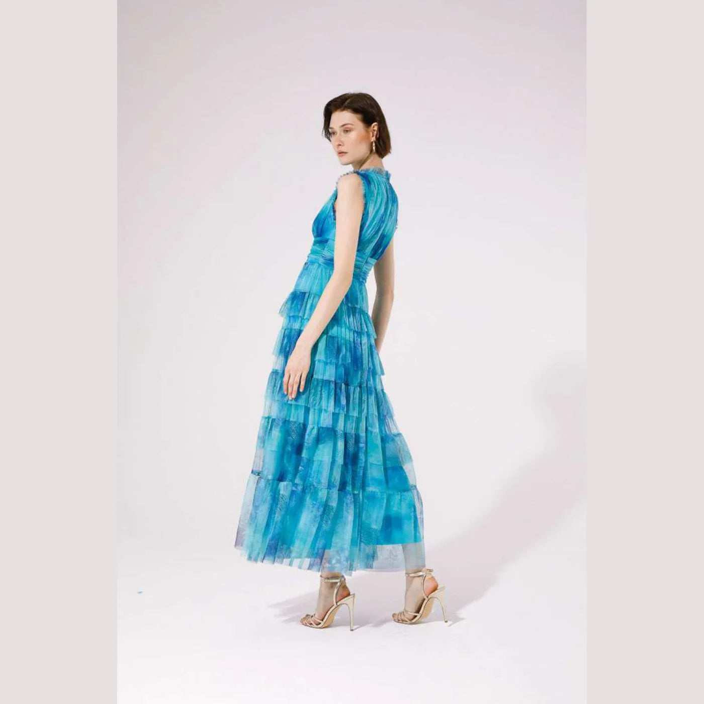 Mercurio Maxi Dress (Aqua Print)