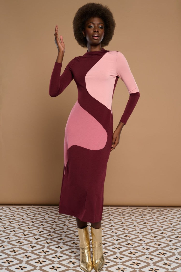 Ninetta Dress (Burgundy/Pink) | Love Cherish