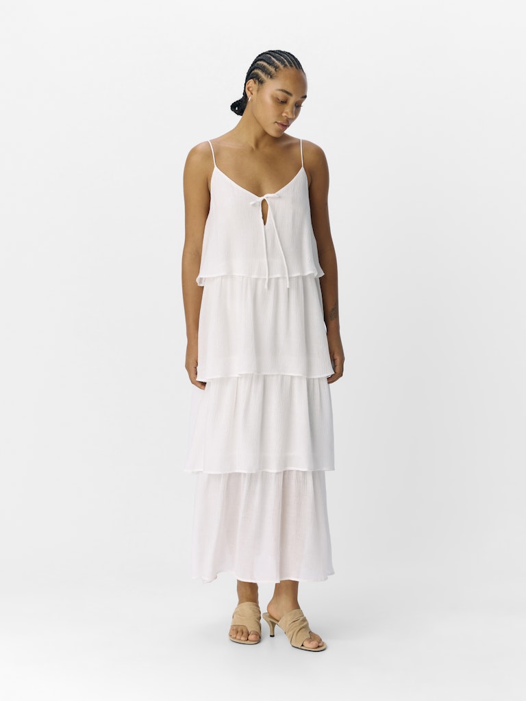 Jan Tiered Midi Dress (White)