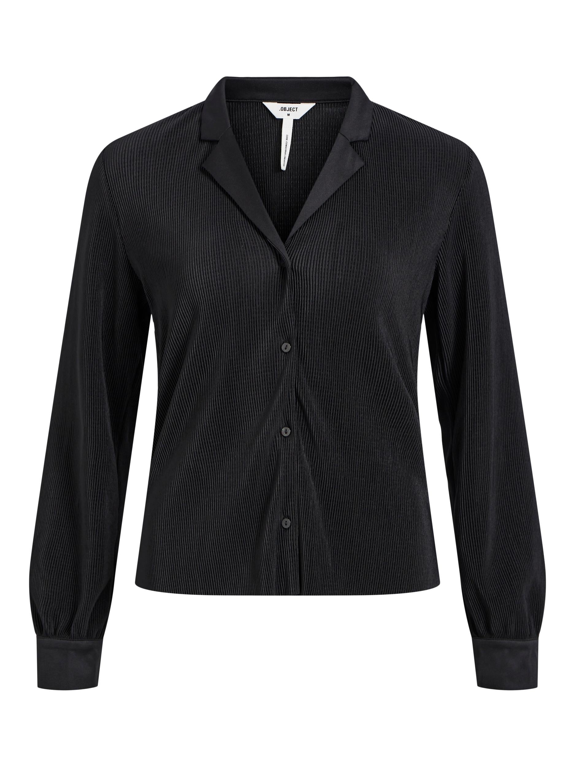 SEEMA L/S PLISSE SHIRT (BLACK)
