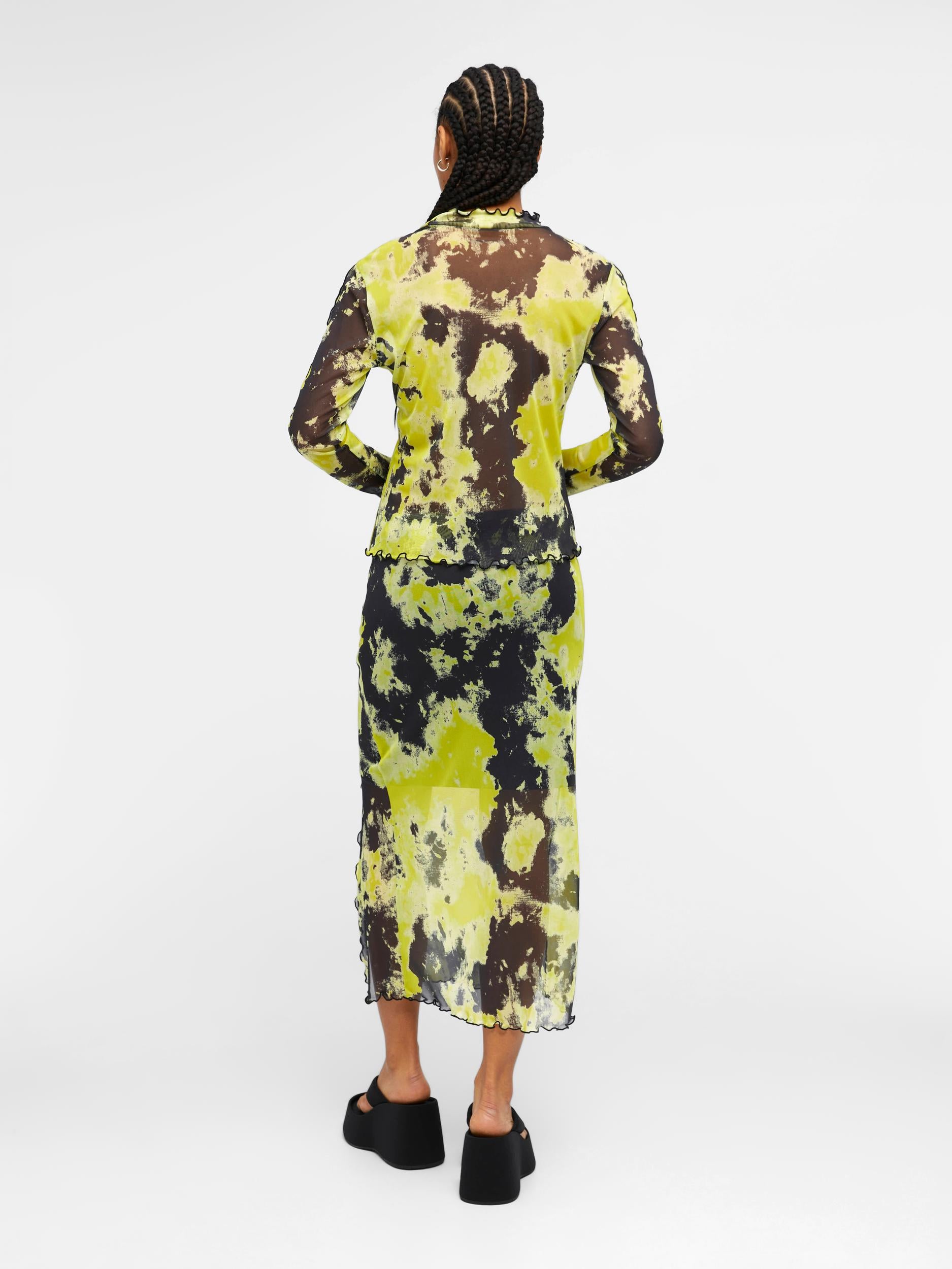 NEPA LONG MESH SKIRT (BLACK/GREEN)