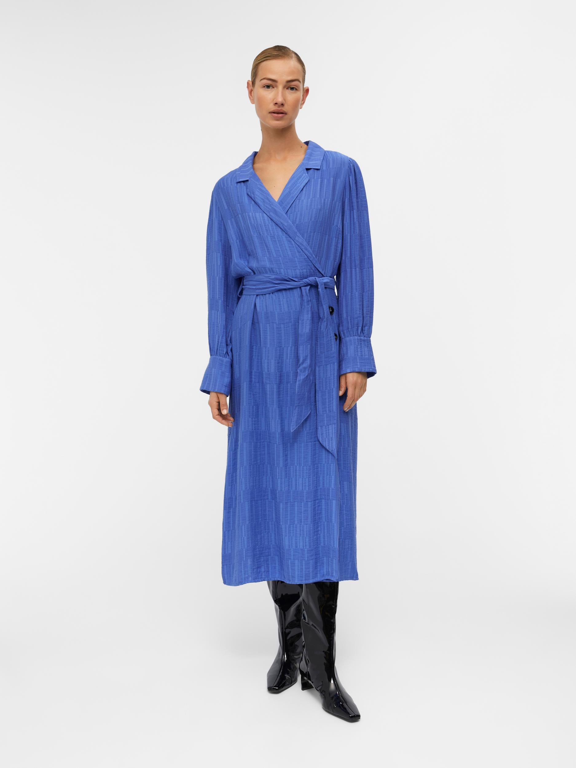 JANINE L/S MIDI WRAP DRESS (AMPARO BLUE)