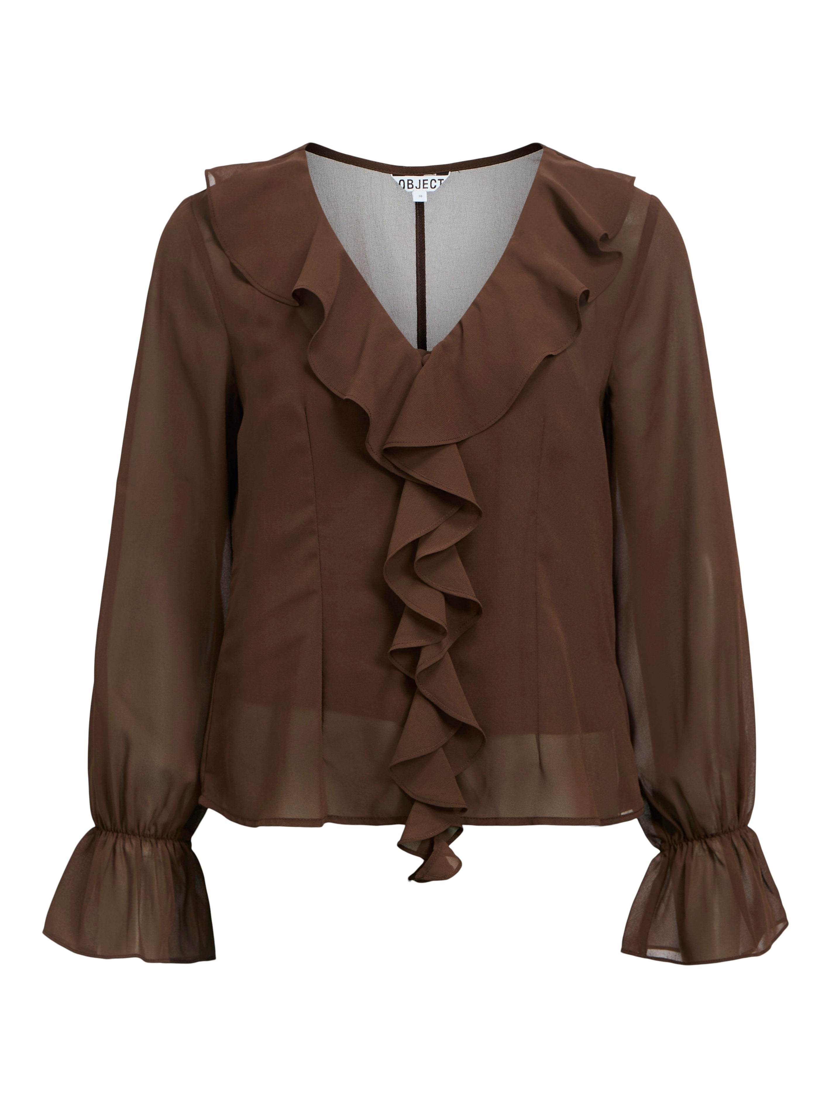Remi Ruffle Blouse (Seal Brown)