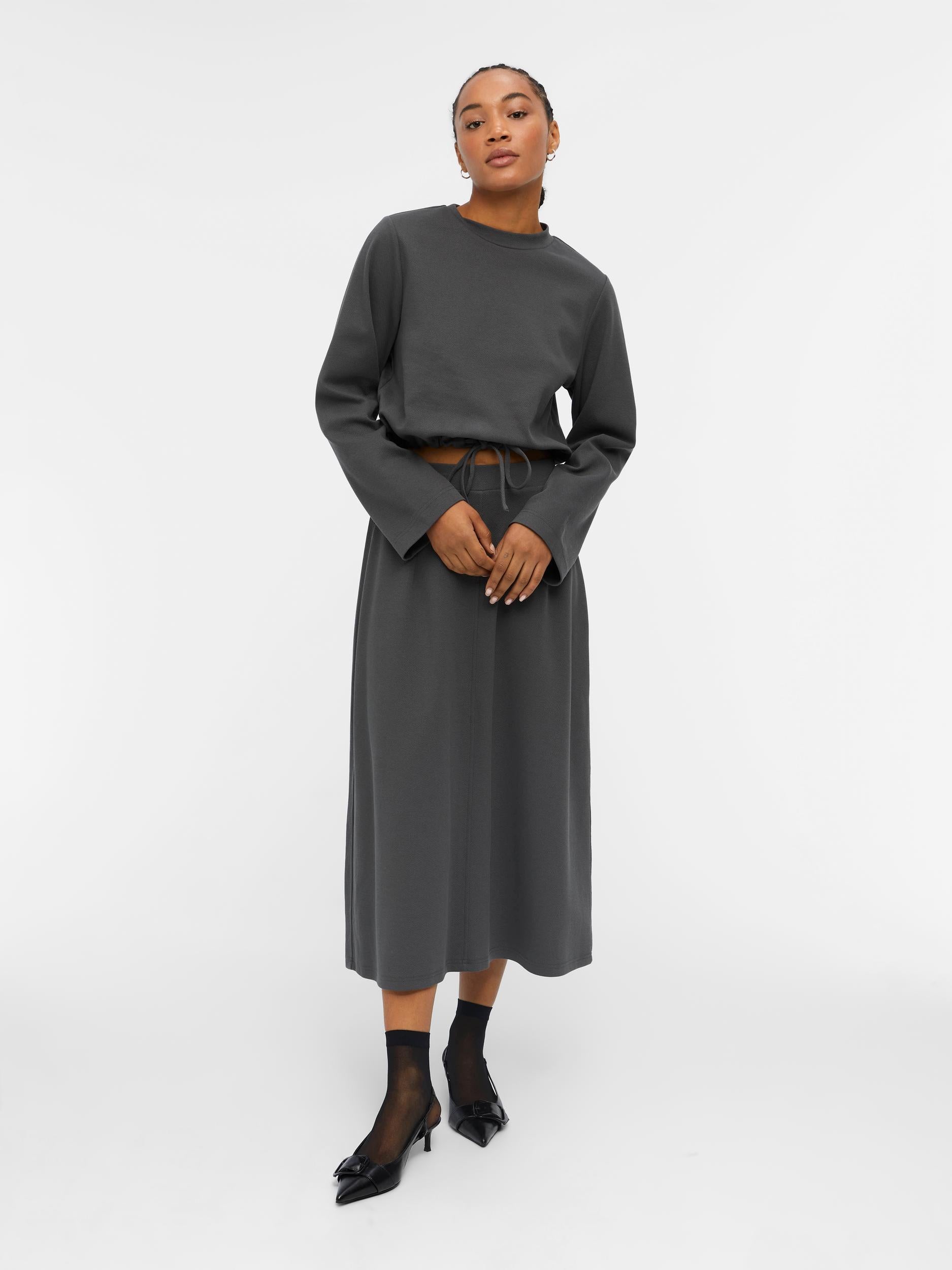 JUMA MIDI SKIRT (MAGNET/GREY)
