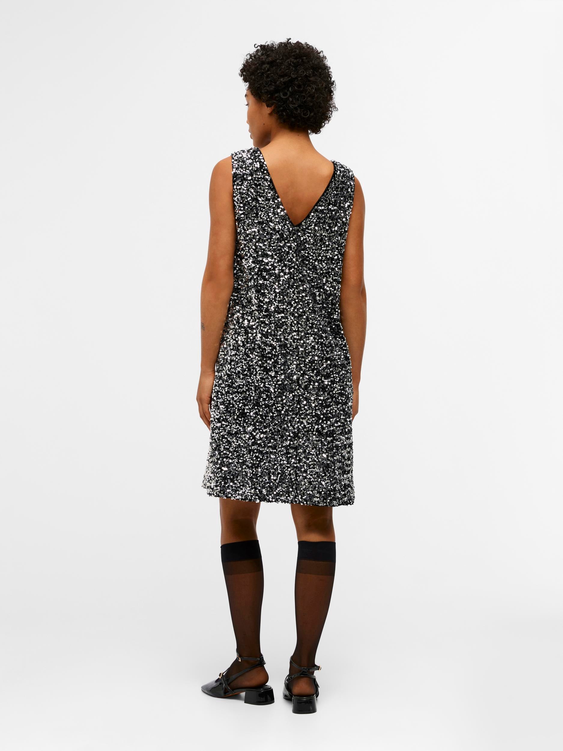 KINNE SEQUIN MINI DRESS (BLACK/SILVER)