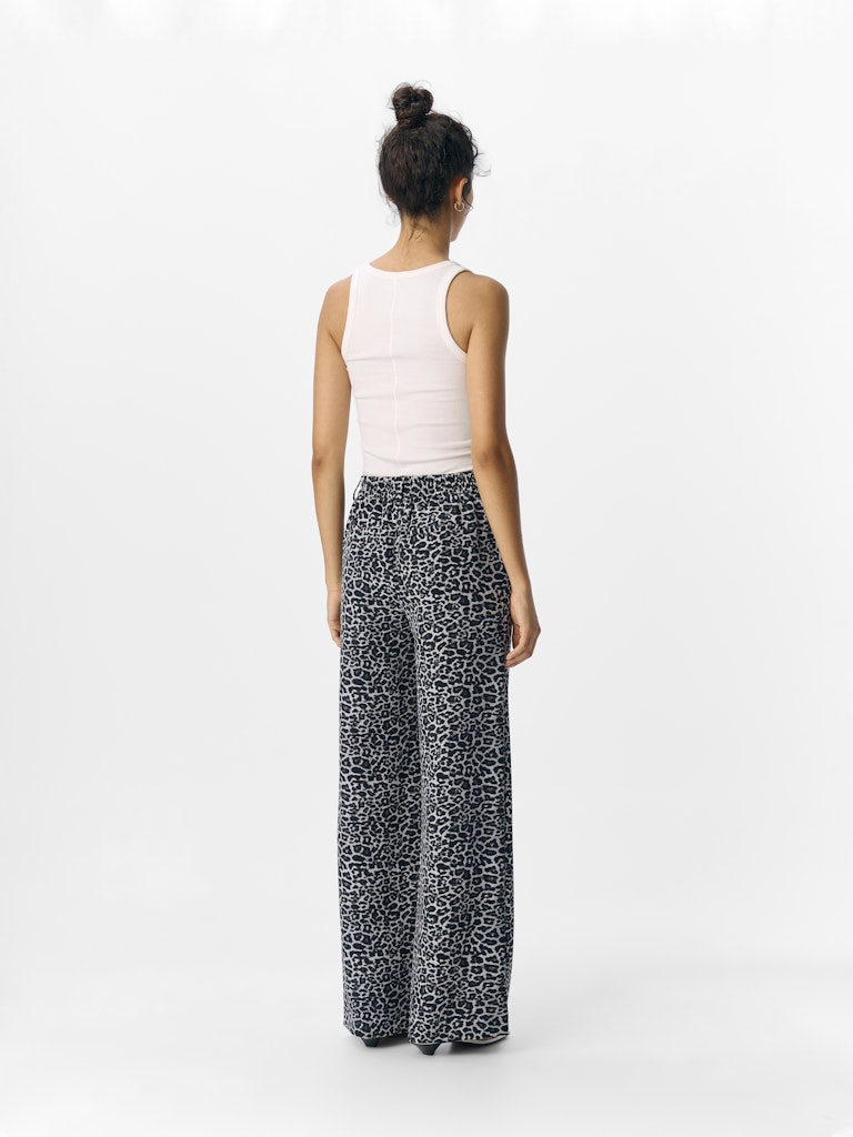 Babette Wide Leg Pants (Grey/Leo)