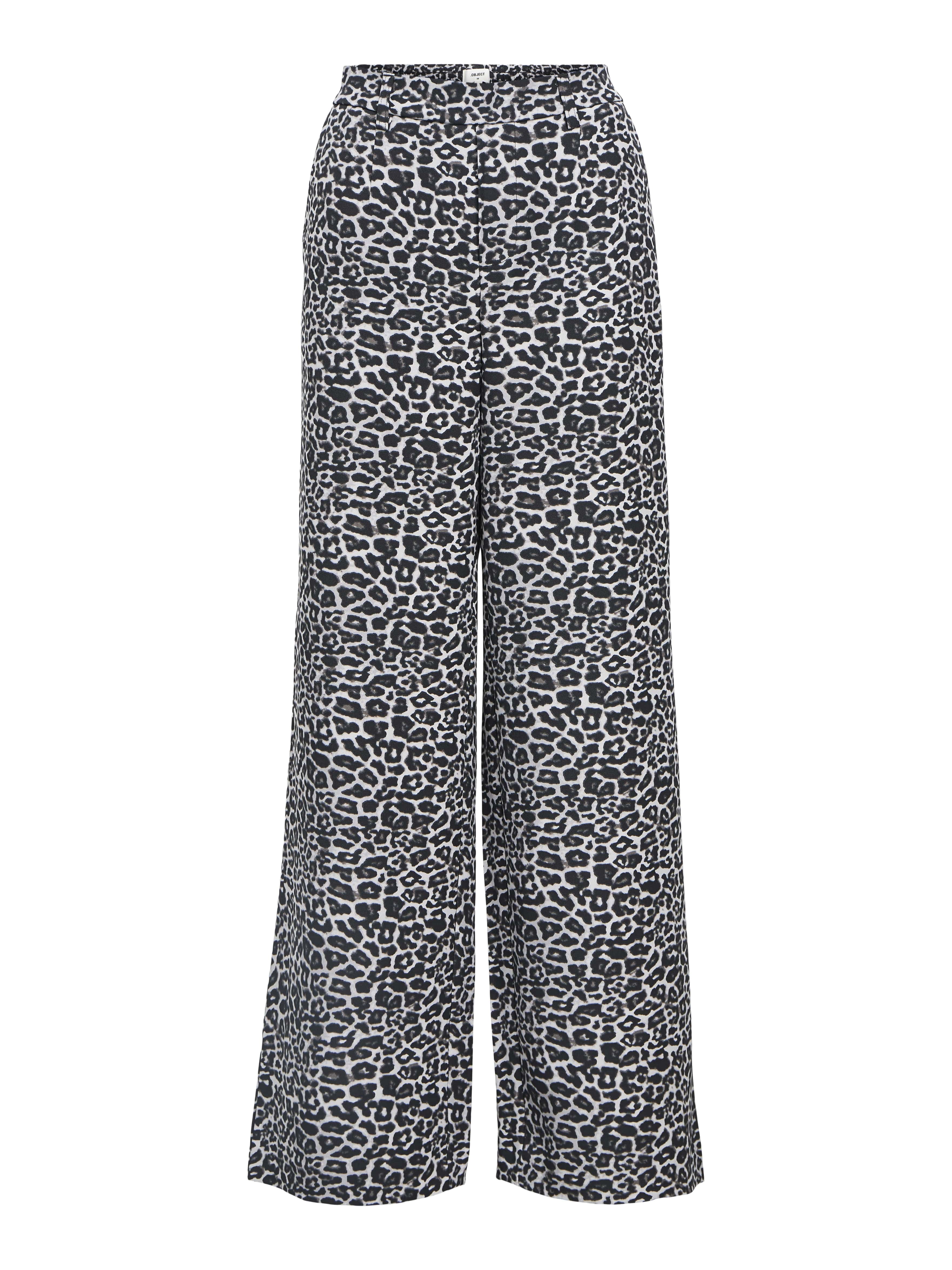 Babette Wide Leg Pants (Grey/Leo)