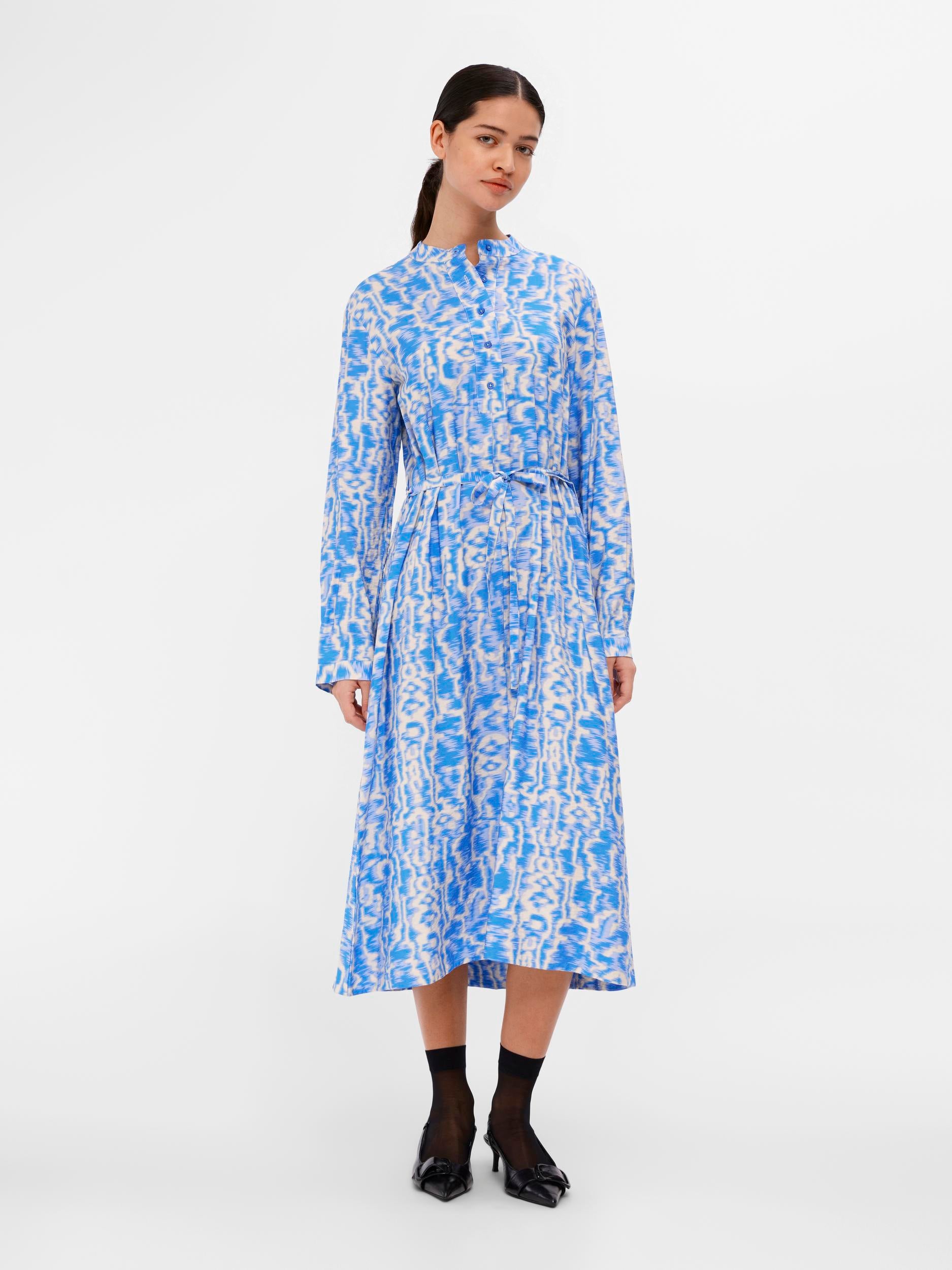 NEBI L/S DRESS (PALACE BLUE/SANDSHELL)