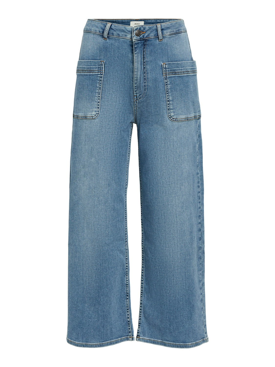 Ava Mid-Waist Straight Jeans (Light Blue Denim)