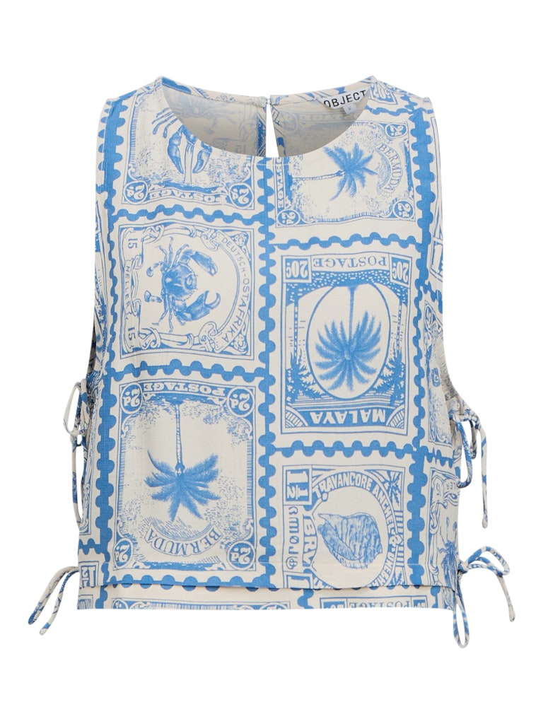 Posie Sleeveless Top (Birch/Azure Blue)