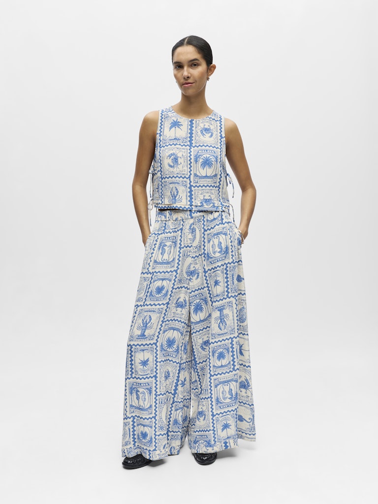 Roma Palazzo Pants (Birch/Azure Blue)