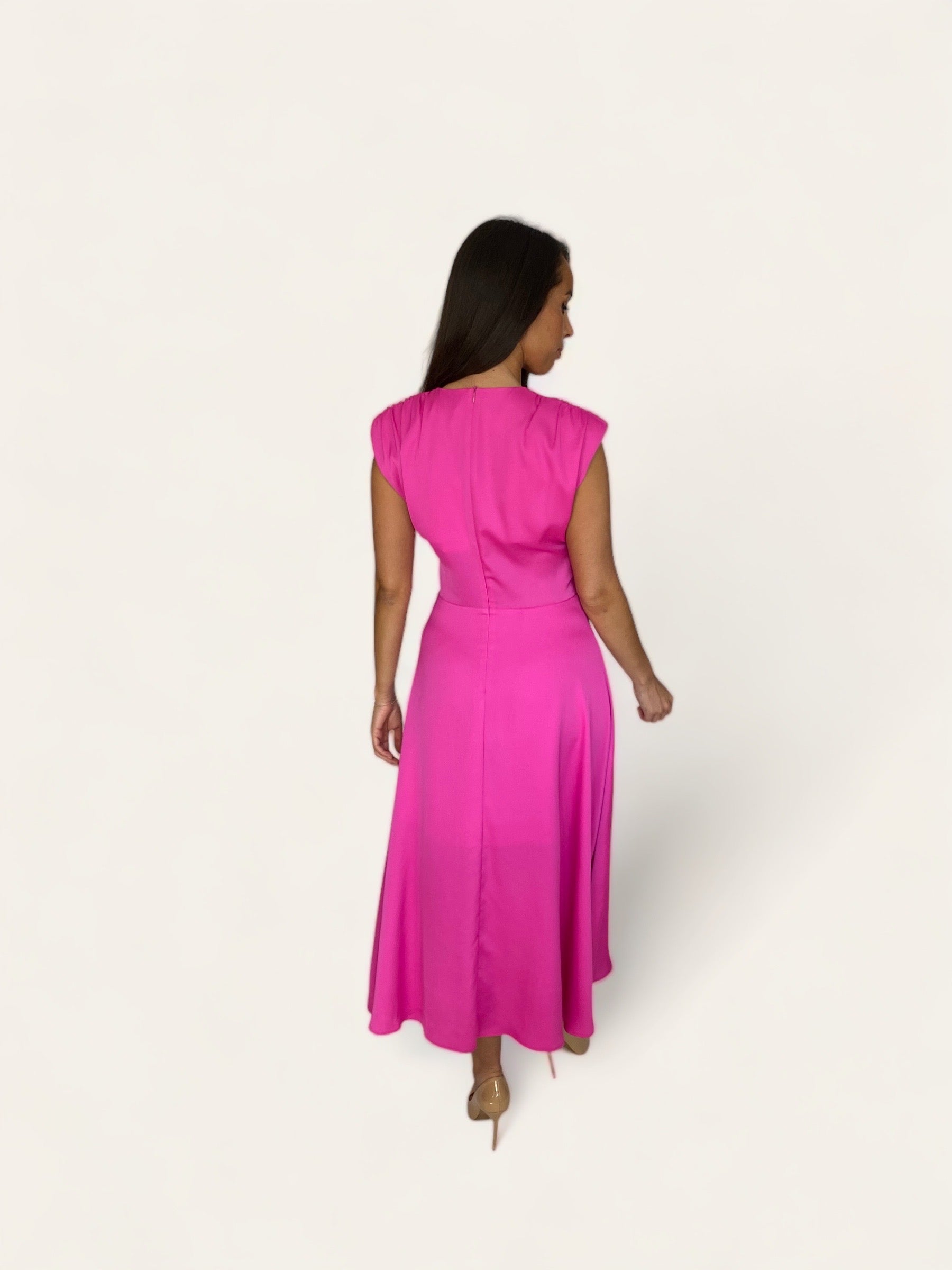 MARIAN KNOT DRESS (FUCHSIA)