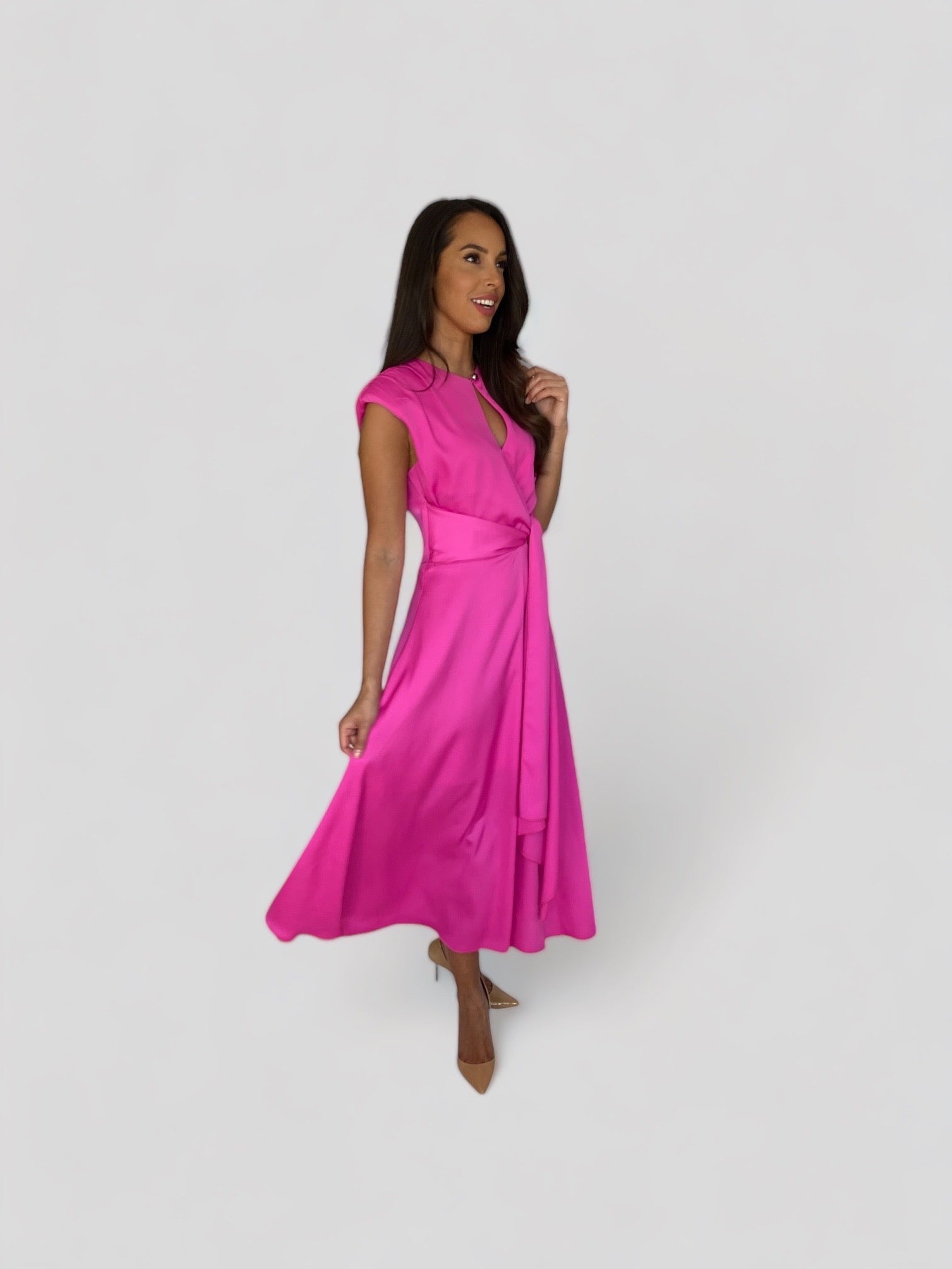 MARIAN KNOT DRESS (FUCHSIA)