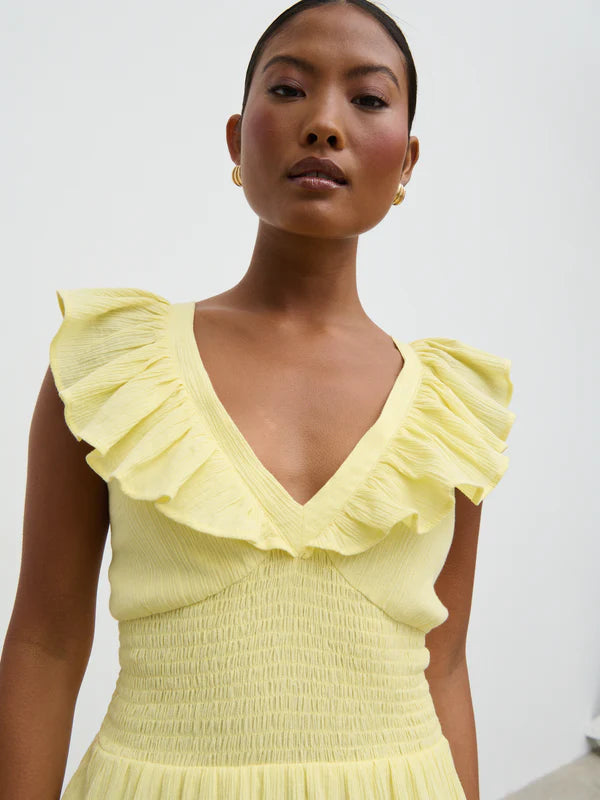 Opal Ruffle Maxi Dress (Lemon)