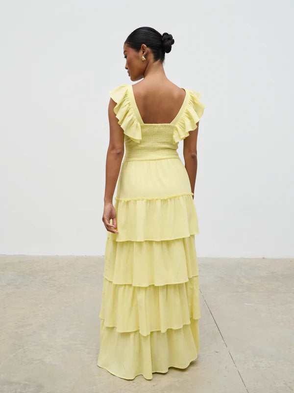 Opal Ruffle Maxi Dress (Lemon)