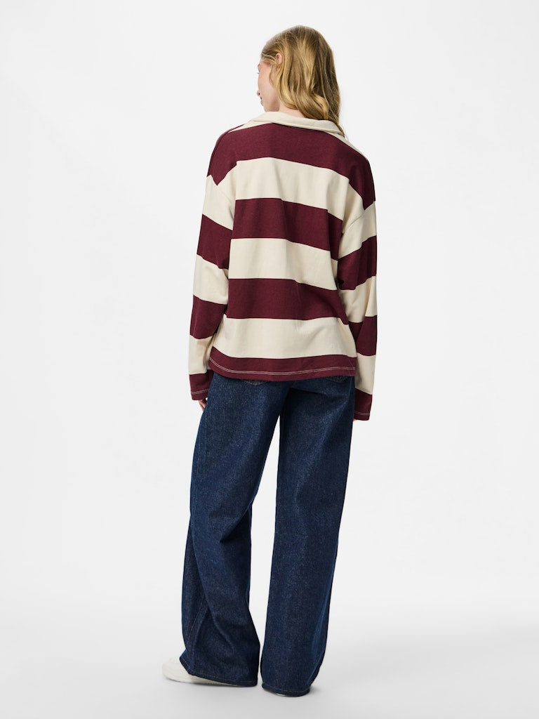 Falina Polo Jersey Top (Birch/Tawny Port)