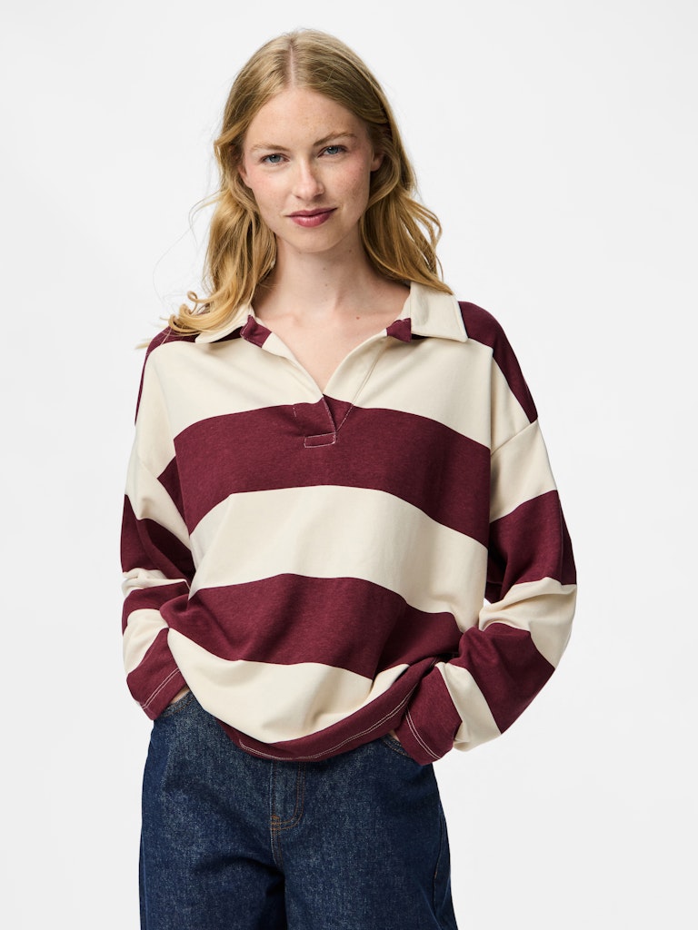 Falina Polo Jersey Top (Birch/Tawny Port)