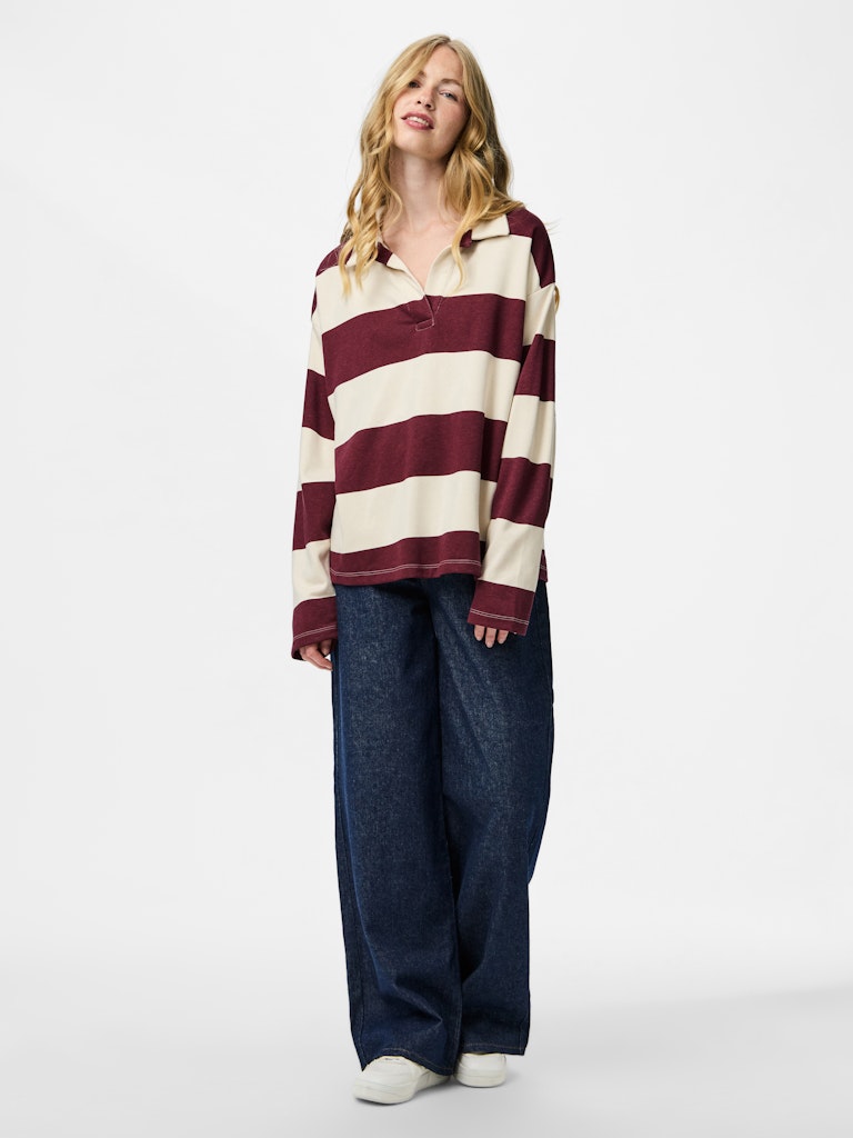 Falina Polo Jersey Top (Birch/Tawny Port)