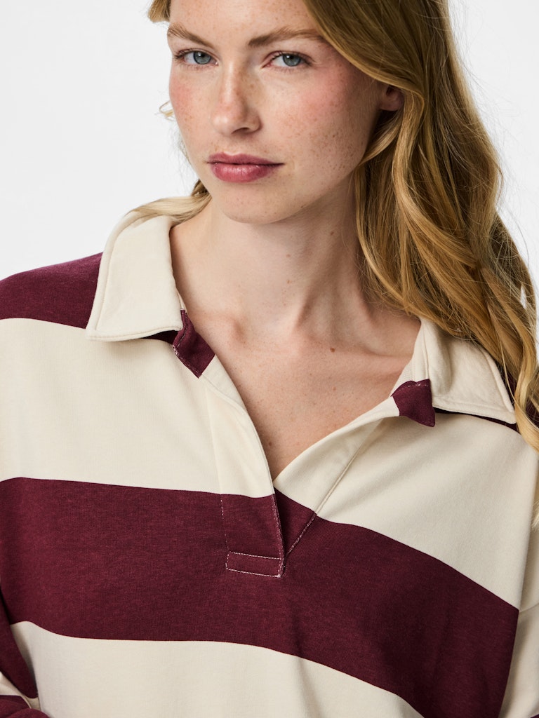 Falina Polo Jersey Top (Birch/Tawny Port)