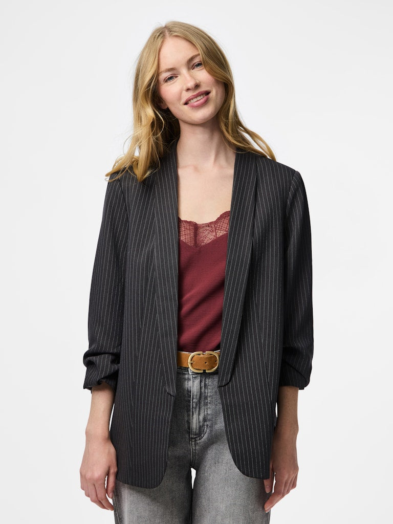 Della Pinstripe Blazer (Magnet/Cloud Dancer)