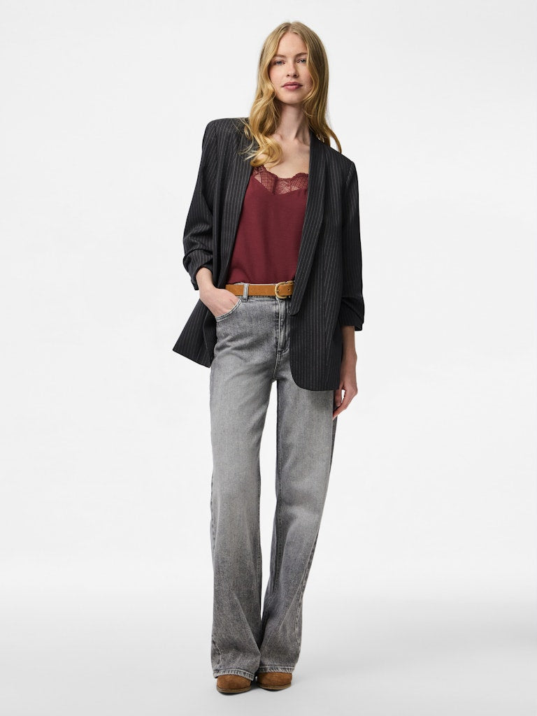 Della Pinstripe Blazer (Magnet/Cloud Dancer)