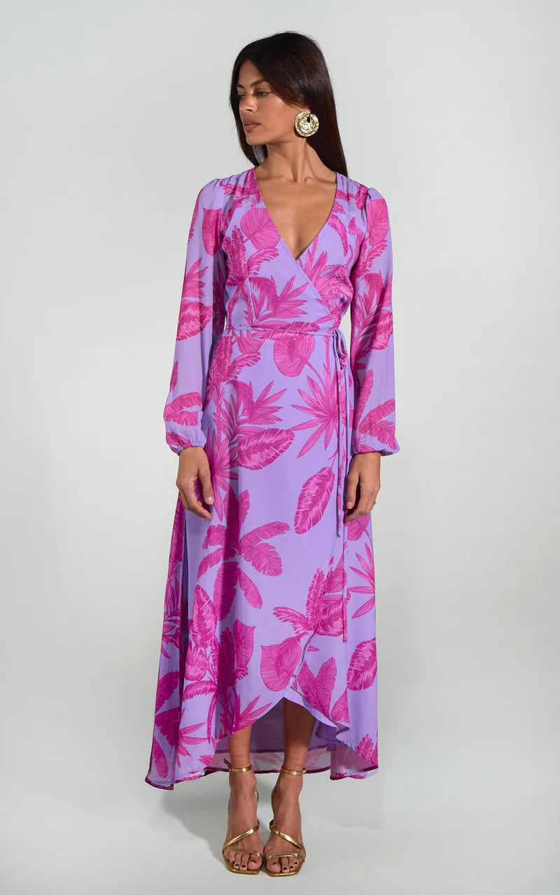 Jagger Maxi Dress (Lilac Jungle Palm)