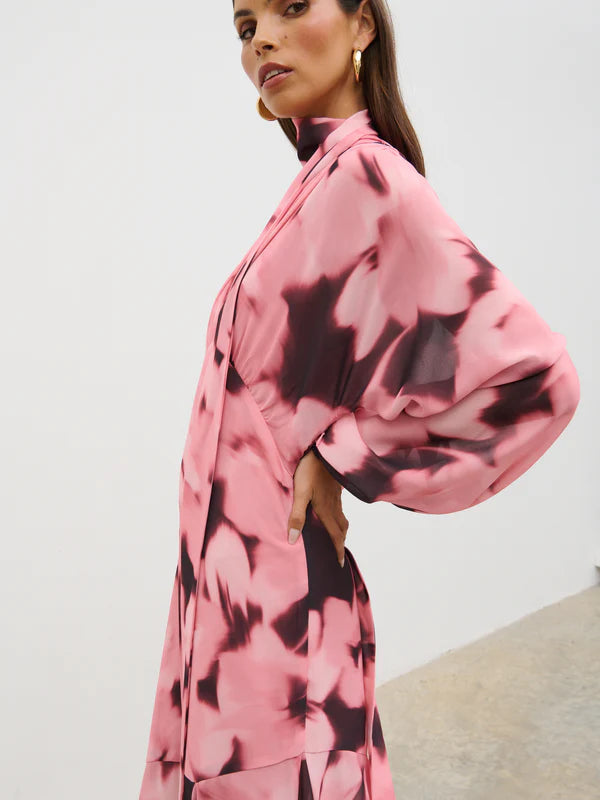 Petula Batwing Scarf Maxi Dress (Blush Watercolour)