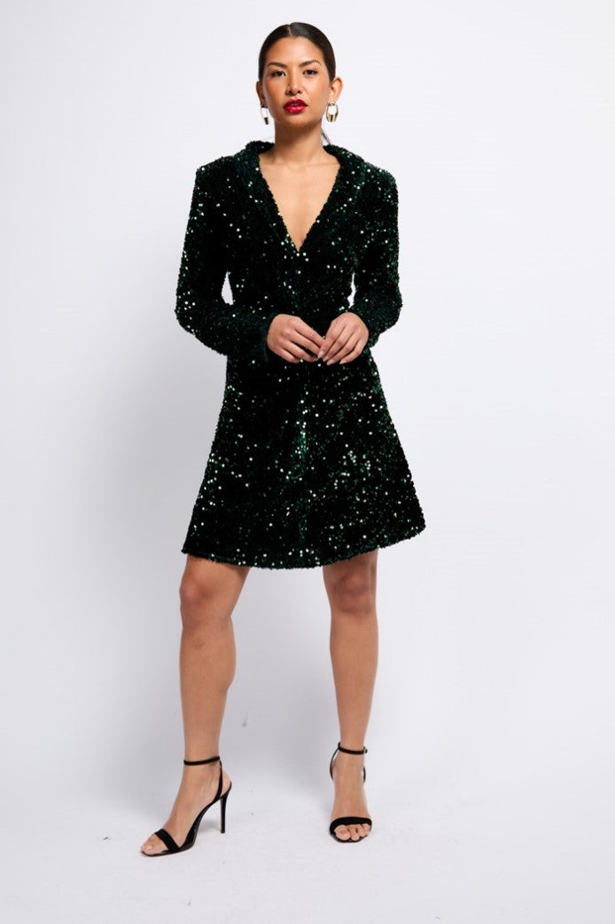 Jessie Sequin Mini Dress (Green)