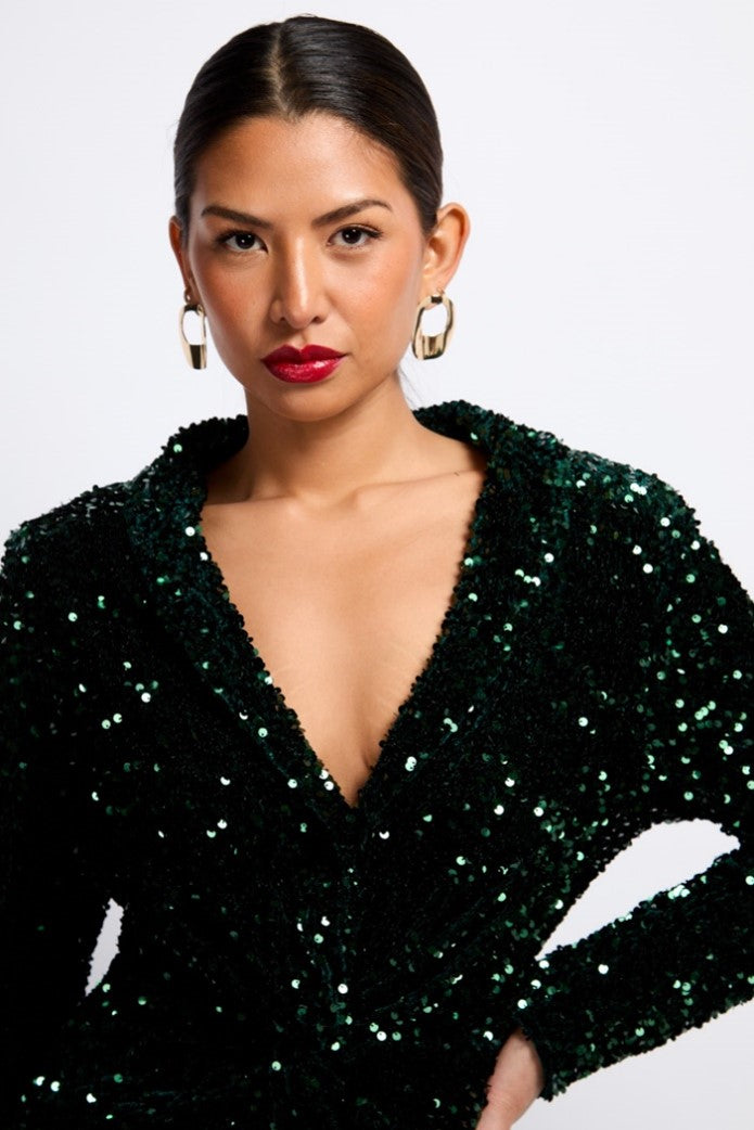 Jessie Sequin Mini Dress (Green)