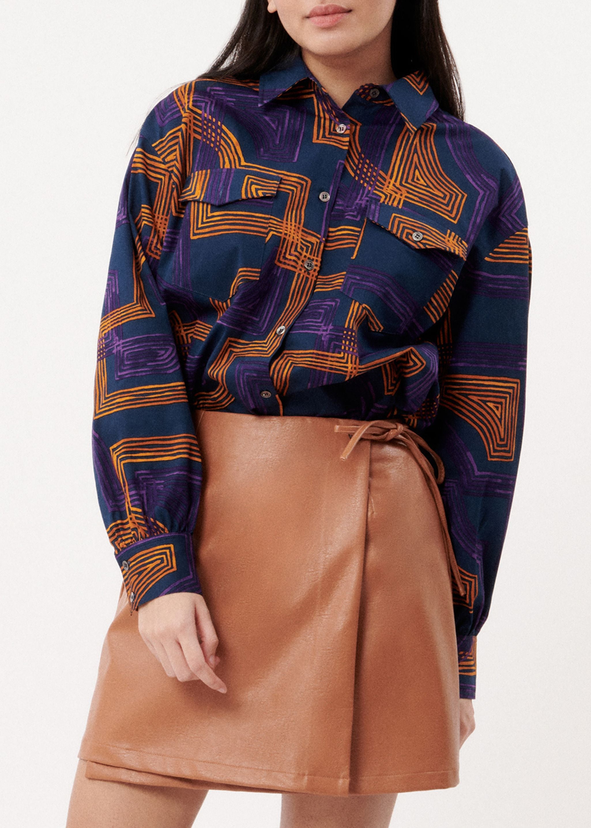 ROMANE FAUX LEATHER SKIRT (CAMEL)